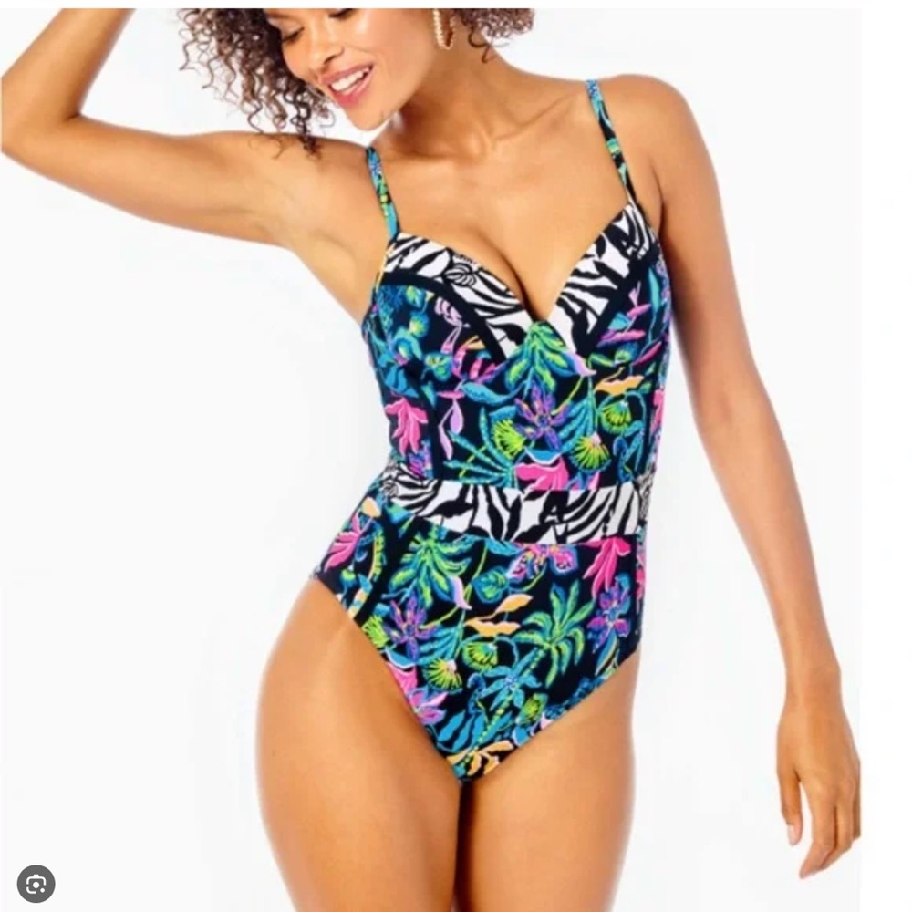 Lilly Pulitzer Palma One Piece Vibrant Bathing Suit in Paradise Glow- Size 4-NWT